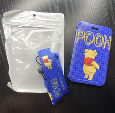 Winnie the Pooh Blue Plastic ID Badge Holder Case