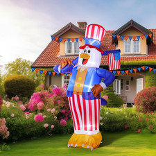 6.89 Foot Tall Patriotic Independence Day 4Th of July Inflatable Eagle Lighted B