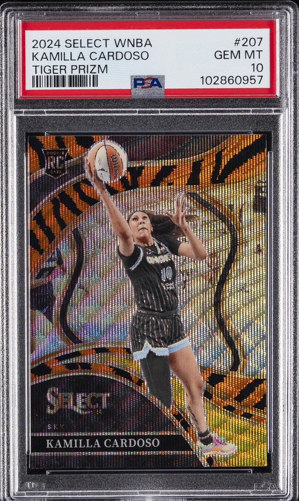 2024 PANINI SELECT WNBA TIGER PRIZM #207 KAMILLA CARDOSO PSA 10