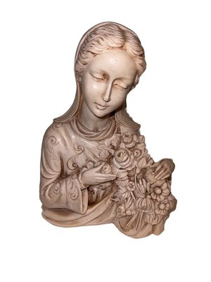 Marble Italy Ardalt Stone Casting Figurine Bust Lady Mary Beautiful Flowers