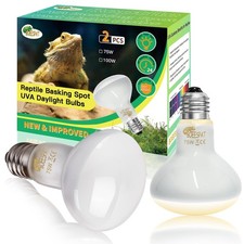Pack of 2 Reptile Basking Light Bulbs - Incandescent 75W Simulated Sunlight UVA