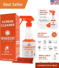 Refillable 16.9 fl oz Screen Cleaner with Microfiber Cloth - Streak-Free Formula