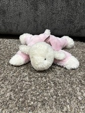 Carter's Pink White Sheep Lamb Laying Stuffed Animal Plush Toy 8" Brown Bow HTF