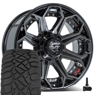 4PLAY 4P80R 20x9 Black Wheels & 275/55R20 RT Tires, TPMS Set 5X127 & 5X139.7 0ET