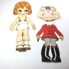 Vintage Paper Betty Lou Cutout Doll Set Girl Cloths 13" H