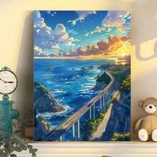 Digital watercolor landscape relaxing oil painting