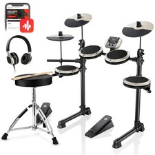 Donner DED-80 Electronic Drum Set 4 Mesh Pads 180 Sounds Throne Headphones White
