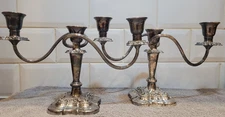 2 x Vintage Silver Plated Three Arm Candelabra Mappin & Webb