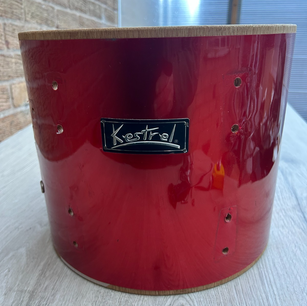 KESTREL 12'' x 10'' dRUM Tom 6-lug Shell Red / Bare Wood Project photo 3