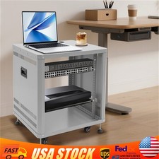 Network Stereo Rack Rolling Server Rack Open Cabinet with Caster Wheels Grey