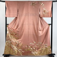 JAPANESE KIMONO HOMONGI PINK 160.5cm 5 ft 3 in PURE SILK FF10400