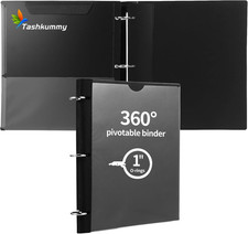 360 Degree Pivotable Binder, Upgraded 3 Ring Binder 1 Inch, Flexible Binders 3 R