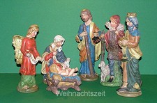 Christmas, 6 figures of an old nativity scene, colored painted clay, around 1920!!!