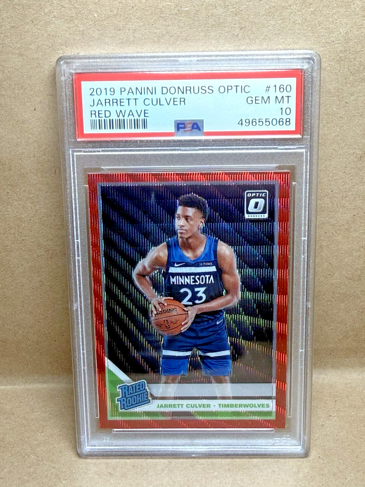 2019-20 Donruss Optic Rated Rookie Red Wave Prizm Jarrett Culver #160 PSA 10 RC