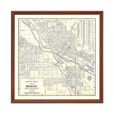 Old Map of Boise, ID 1920 - Vintage Boise Idaho Art