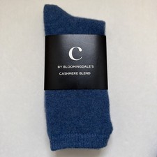 C By Bloomingdale&rsquo;s Cashmere Blend Blue Heather Socks Women&rsquo;s One Size MSRP $42
