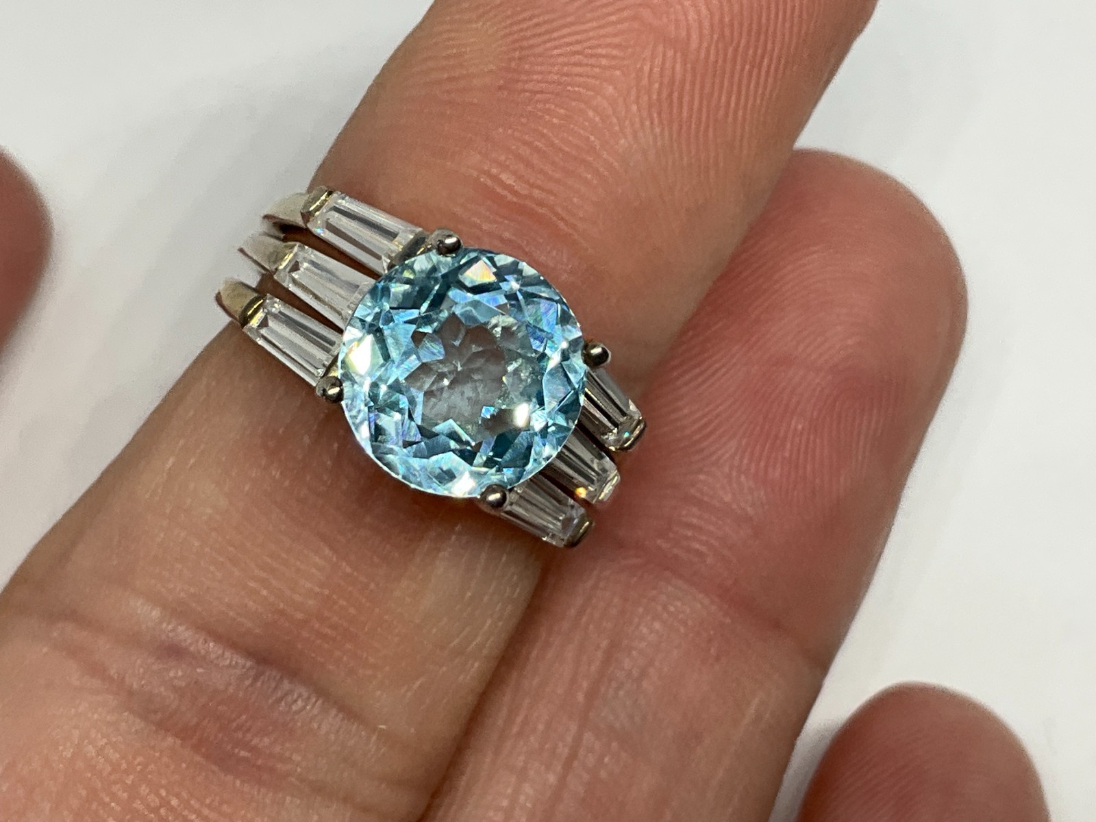Brilliant Blue Topaz Statement Ring - Sterling Si… - image 5