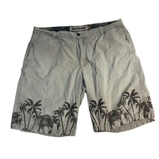 Tailor Vintage Men's Size 40 Gray Elephant Palm Tree Print Casual Shorts