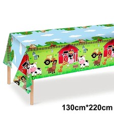 Farm Animals Party Tablecloth Farmhouse Disposable Plastic Table Cover Pig Cow