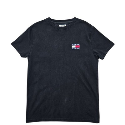 Tommy Jeans Black Logo Embroidered T-Shirt Women's S 100% Cotton