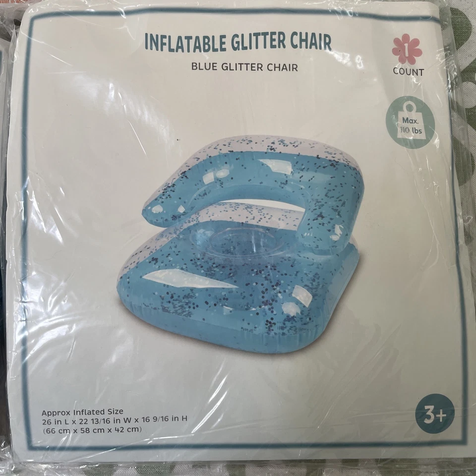 2 Target Inflatable Glitter Colored Chairs 26"L x 22"W x 16"H New Pool Floats - Image 2 of 4
