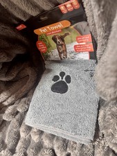 Large Microfibre Pet Towel Super Absorbent Embroidery Paw Print Dog Cat QuickDry