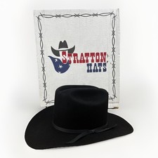 Stratton Western Felt Hat Black Size 6 3/4 Cattleman - Made In USA Cowboy Hat
