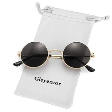 Polarized Round Sunglasses for Men Women Hippie Small Circle Glasses Red Yell...