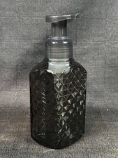 Bath  Body Works Black Faceted Black Glass Foaming Soap Dispenser Holder EUC