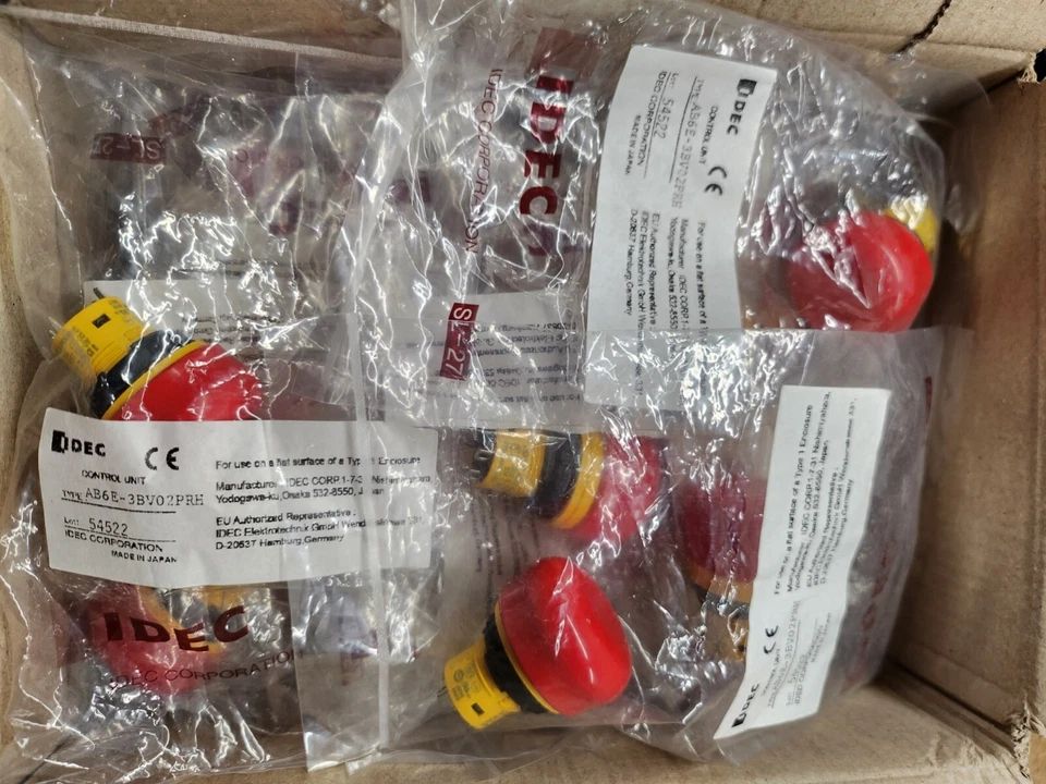 Arrêt d'urgence IDEC réf : AB6E-3BV02PRH - Neufs sous blister - 34 pièces - Photo 2/2