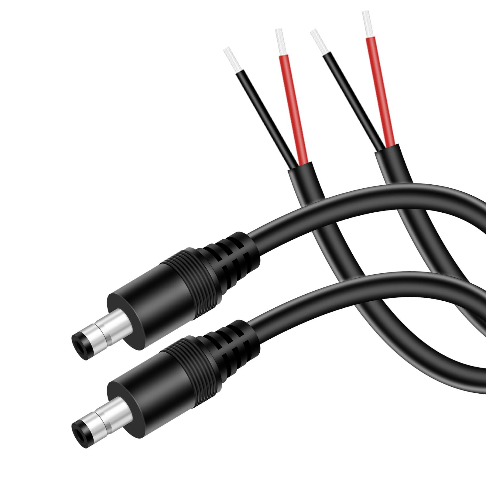 16AWG DC Power Pigtail Cable 2-Pack 1FT 5.5mm x 2.1mm DC Barrel Male Plug Jac.... Available Now for $17.84