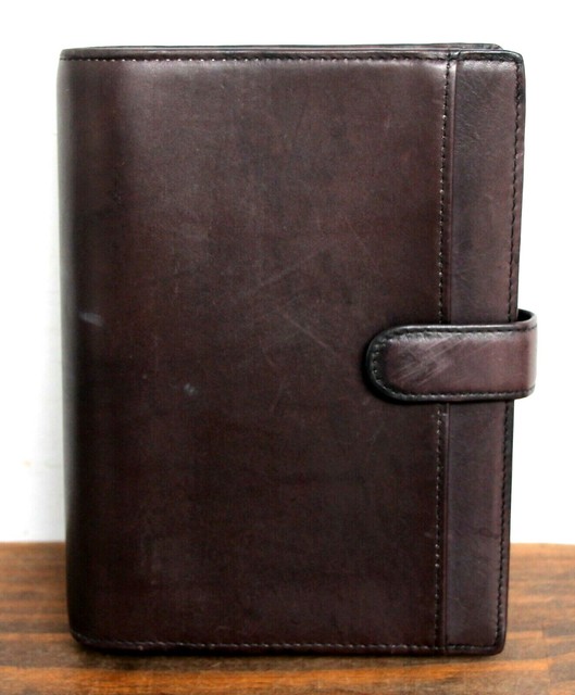 5.5x7.25" BROWN GENUINE LEATHER PLANNER ORGANIZER PAPER HOLDER BINDER 6