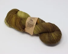 Primrose Yarn Hand Dyed Fingering SW Wool Merino Gold Ochre Mustard "Pawpaw"