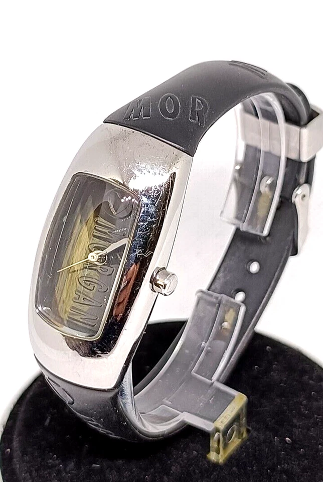 MORGAN Ladies 20mm Case Silver Tone Silicone/Rubber Strap Logo Watch Working — 第 2/4 张图片