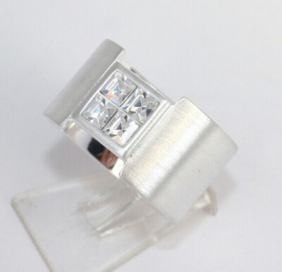 Bandring Ring Sterling Silber 925 weiße  Steine Gr. 52 54 58