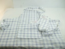 Kitchen Apron and Oven Mitt 2 Piece Set White Lavender Plaid Floral Design