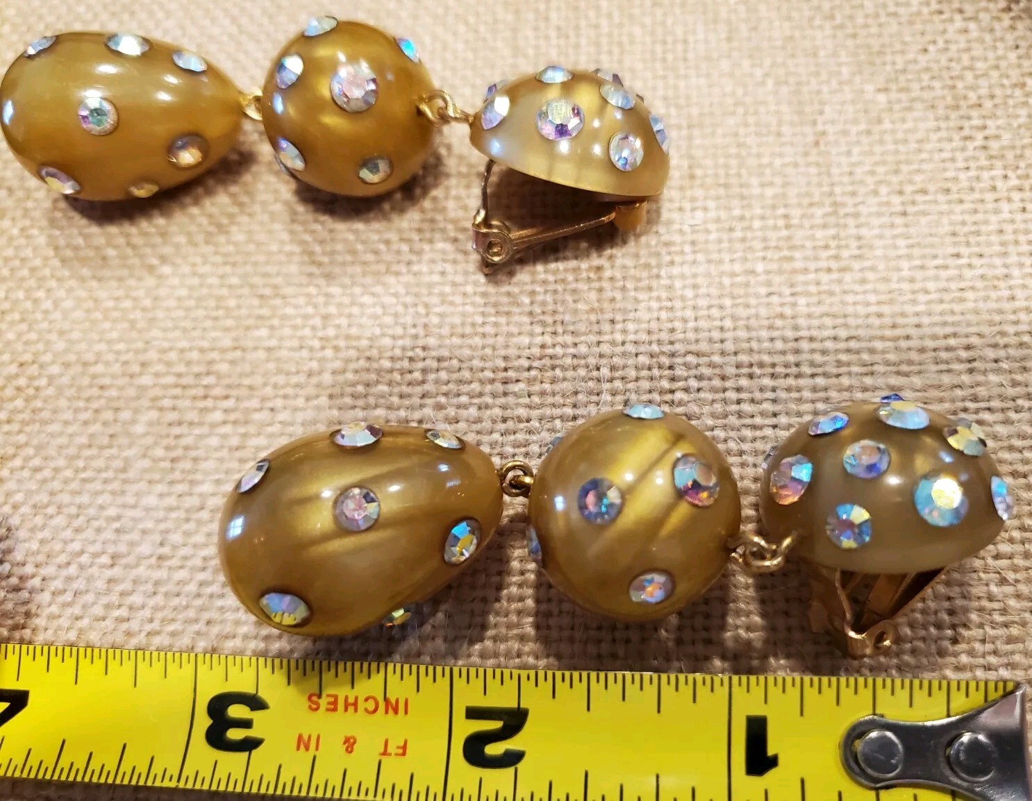 STUNNING 3" STATEMENT CLIP ON DANGLE EARRINGS, GO… - image 8