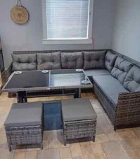 Rattan Garden Furniture Set Large Dining Table Wicker Patio Corner Sofa Chair