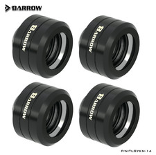 4 Pack Barrow G1/4" to 14mm Hard Tubing Compression Fitting Smooth Finish Black