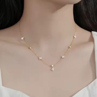 Damen Halskette AnhäNger Gold Farbe Kette Frauen Schmuck Zirkonia