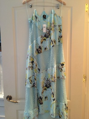 Anthropologie Rainflower Lace Dress Floral Blue Size 12 Romantic 