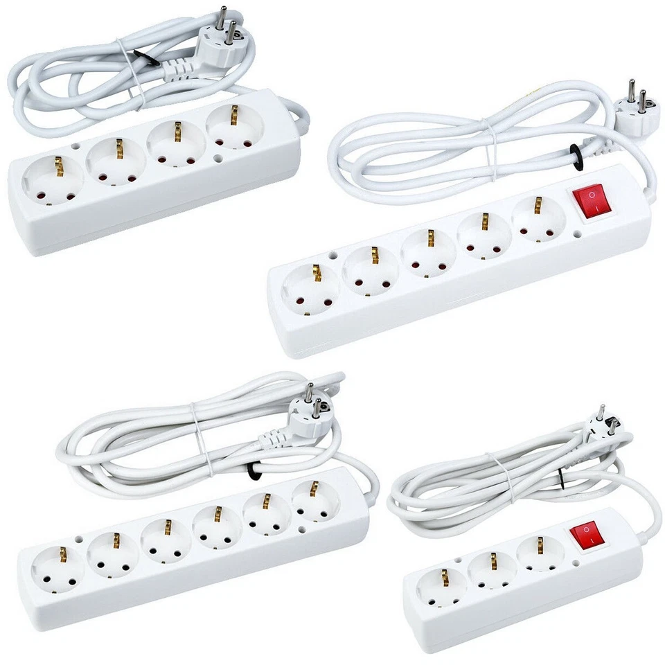 JONEX Verlängerungskabel Steckdosenleiste 3 4 5 6-fach mit /ohne Kabel Schukosteckdose