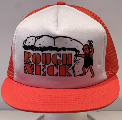 VINTAGE ROUGH NECK FOAM SNAPBACK TRUCKER ORANGE/BLACK w/KAP. II Tag EUC