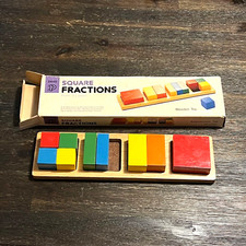 Square Fractions Wood Math Educational Math Manipulative Blocks Missing 1 Piece