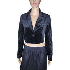 Nwt Lulus Festive Magic Women's Black Velvet Cropped Jacket Xs