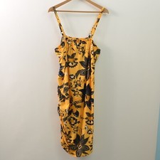 Mlle Gabrielle Dress Womens 3X Bodycon Ruched Cami Yellow Polyester Spandex