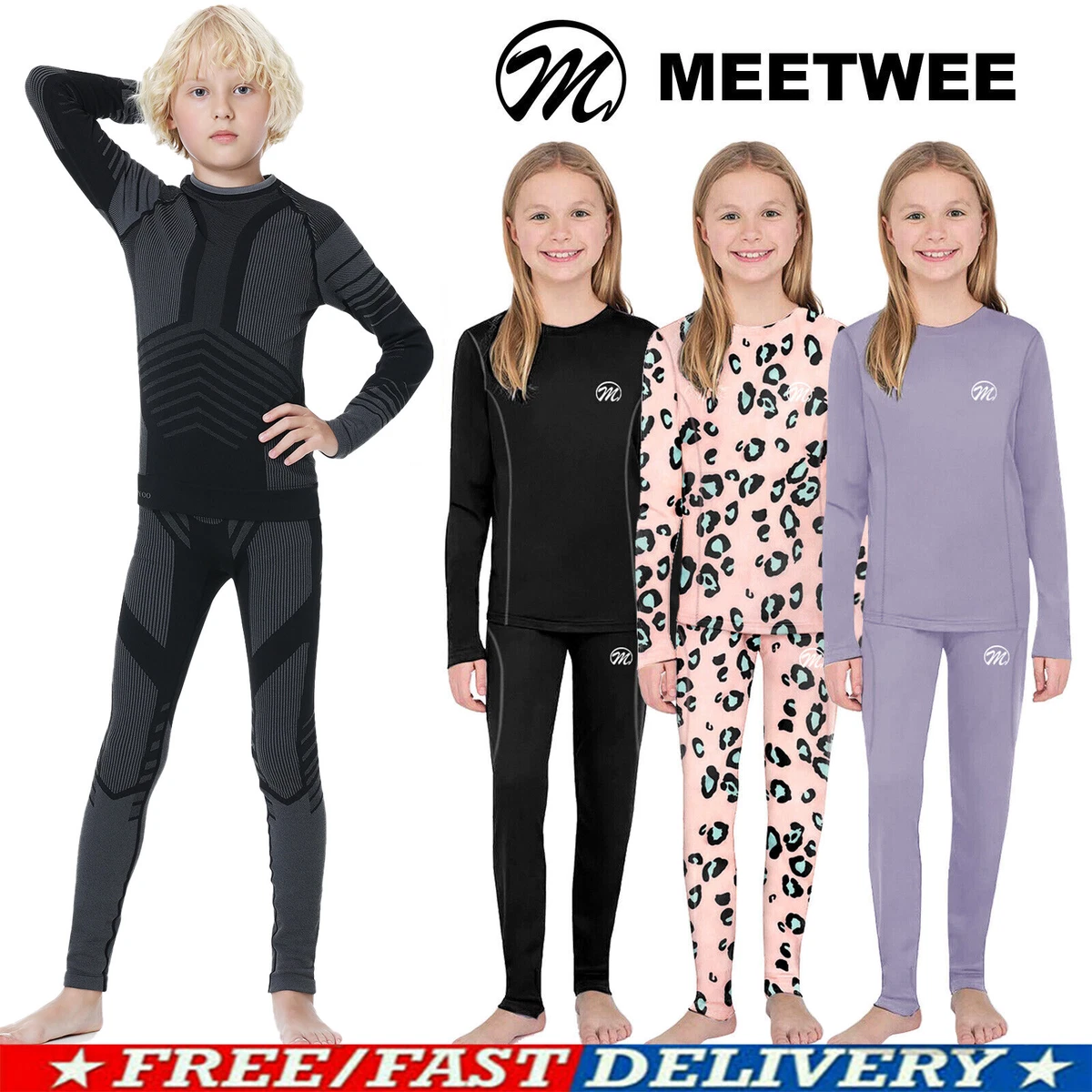 Thermal Underwear For Kids Thermal Long Johns Set Shirt & Pants Base Layer  Sport