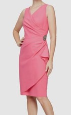 Alex Evenings Women's Pink Compression Embellished Ruched Sheath Dress Size 12