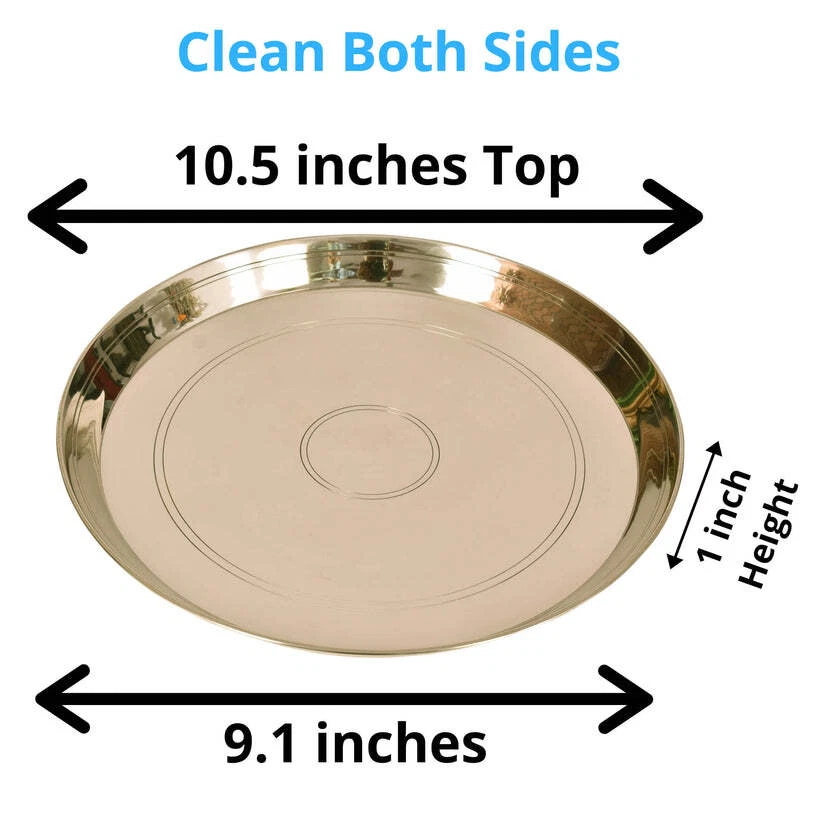 Kansa Plate &Bowl Non Toxic Dinnerware Set Bronze Kitchen Utensils 10.5 Inch - Image 2 of 4