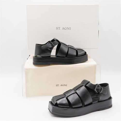 St. Agni Womens Sandals Flats Axel Leather Mary Jane Black Buckle UK 6 EU  39 5060000007978 | eBay